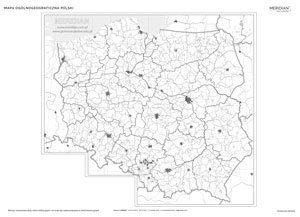Mapa konturowa Polski - administracyjna